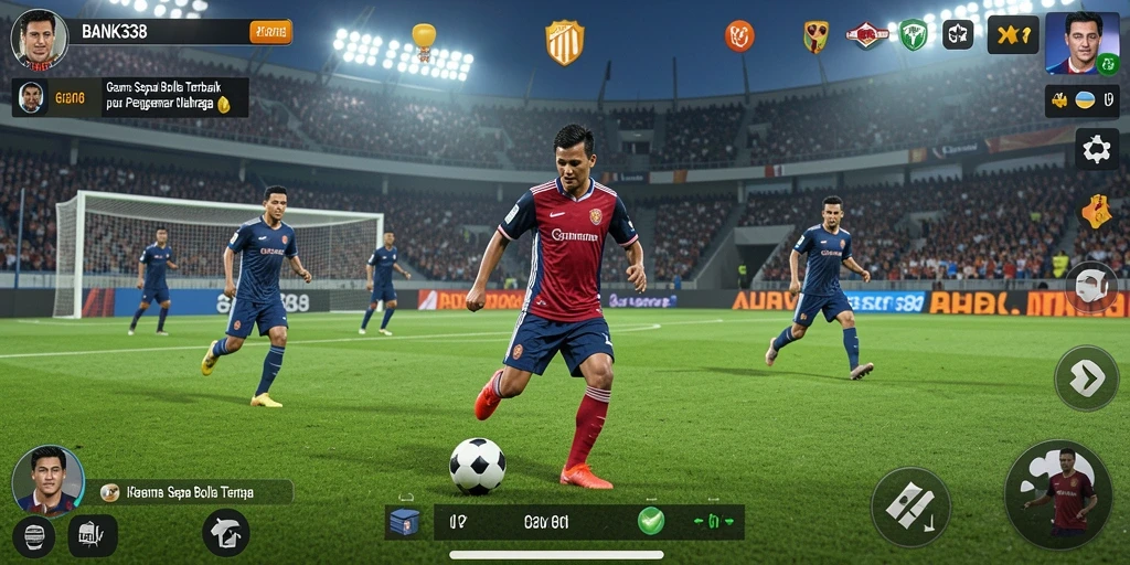 Tampilan menarik dari gameplay sepak bola yang seru dan kompetitif.