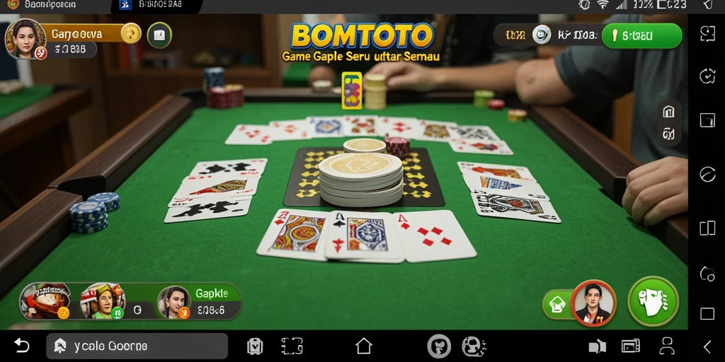 Screenshot gameplay BOMTOTO dengan suasana bermain Gaple yang seru.