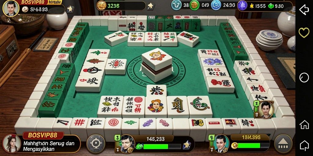 Tangkapan layar gameplay Mahjong yang mengasyikkan di BOSVIP88.