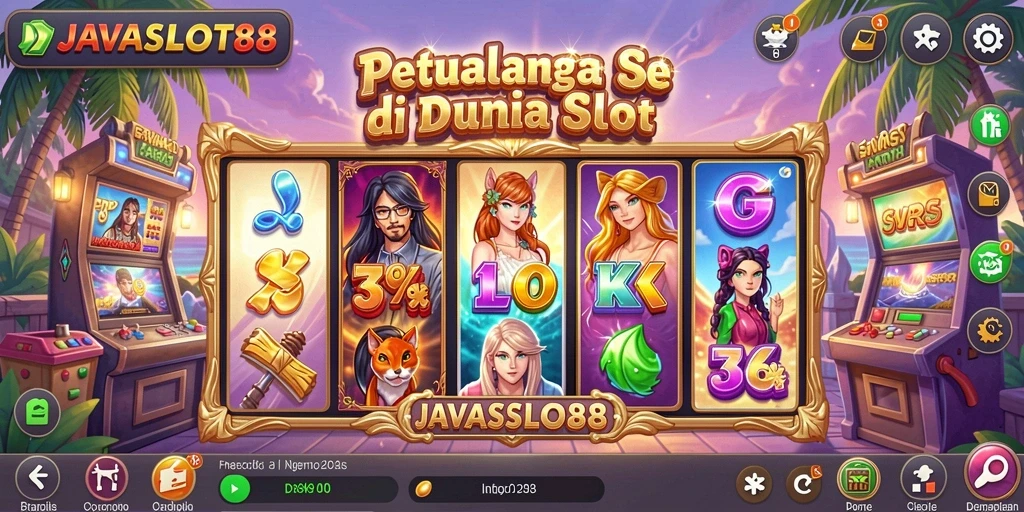 Tampilan gameplay JAVASLOT88 yang penuh warna dan seru dalam petualangan slot.