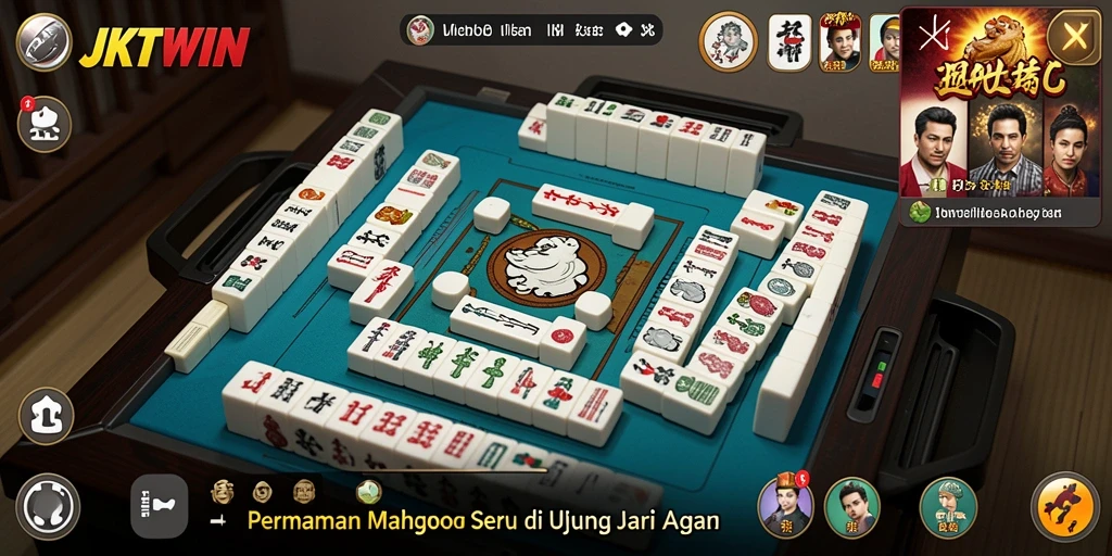 Tampilan gameplay seru JKTWIN dalam bermain Mahjong.