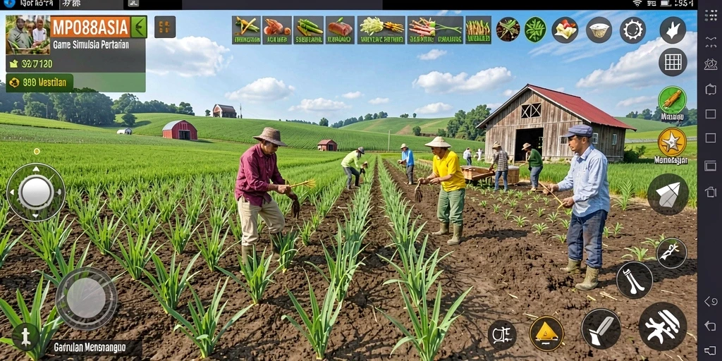Screenshot MPO88ASIA menampilkan ladang yang subur dan tanaman yang siap dipanen.