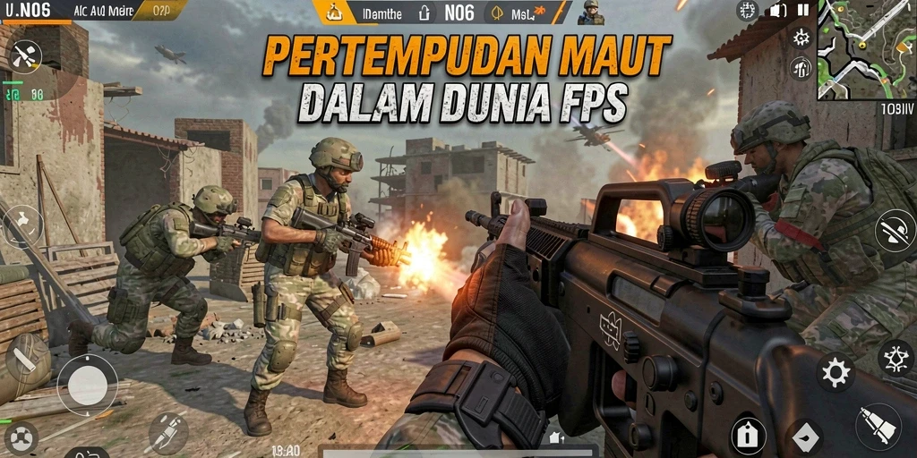 Screenshot gameplay N06 yang menampilkan aksi tembak-menembak yang intens.