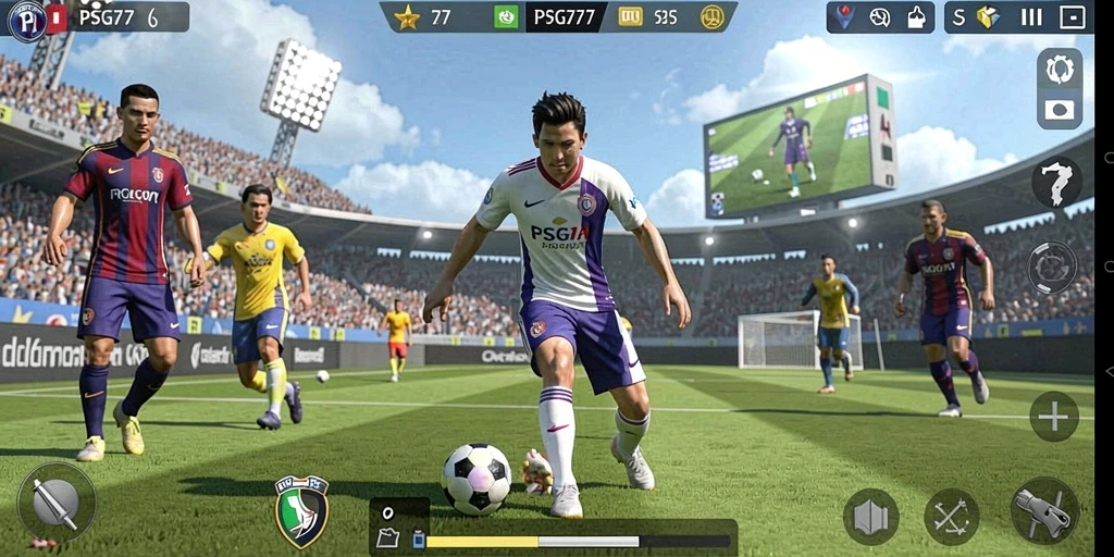 Screenshot utama PSG77 menampilkan aksi seru dalam permainan olahraga.