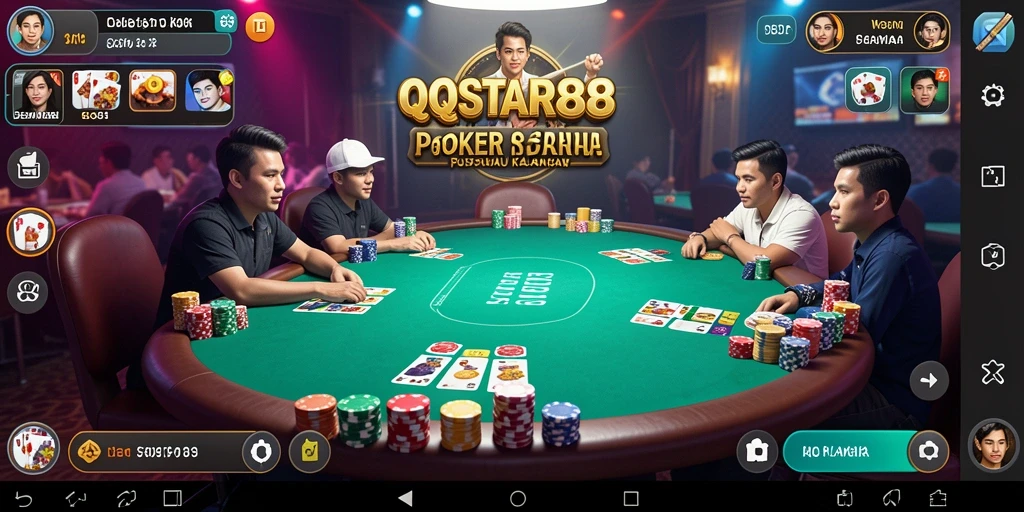 Tangkapan layar QQSTAR88 menunjukkan gameplay seru dalam permainan Poker.