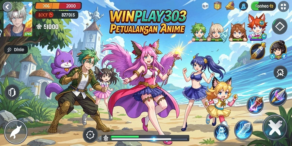 Tampilan dinamis gameplay WINPLAY303 di dunia anime.